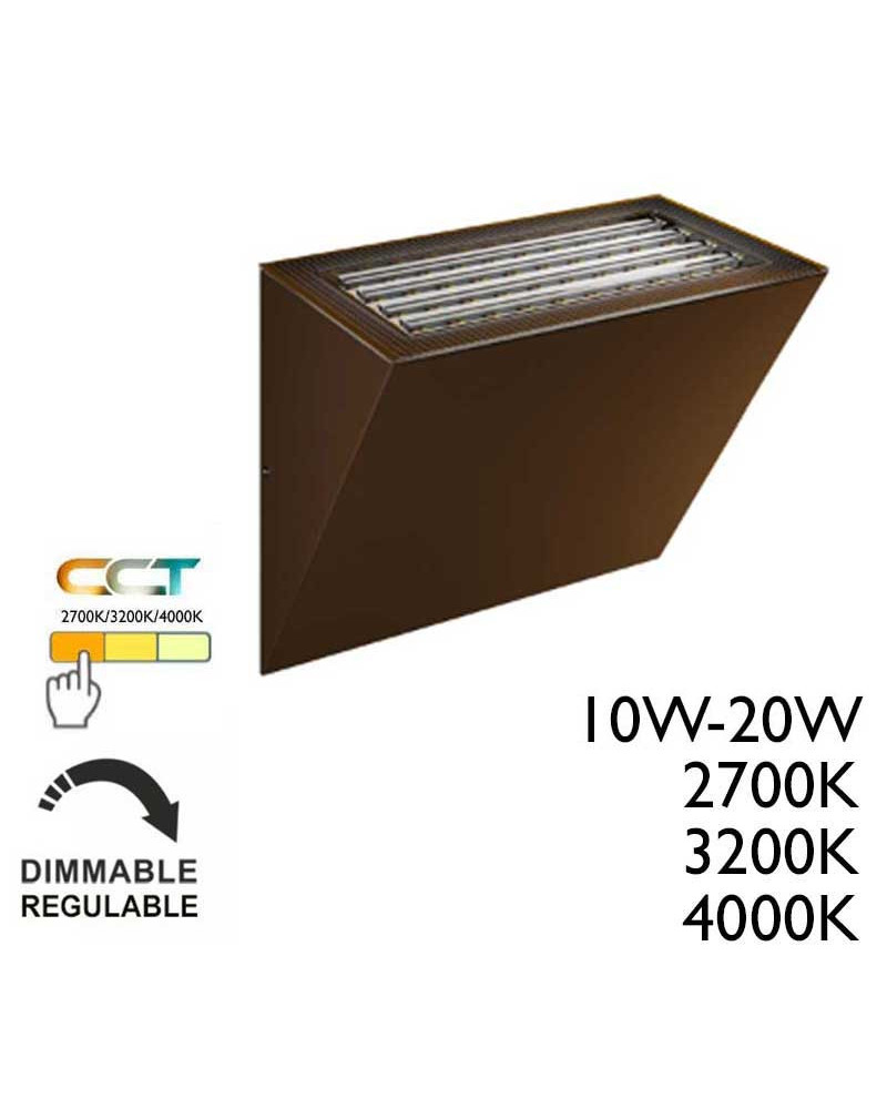 LED Wedge Outdoor Wall Light 10W/20W 100º Corten Black White Finish CCT