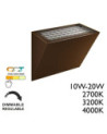 Aplique pared de exterior cuña LED 10W/20W 100º acabado blanco negro corten CCT