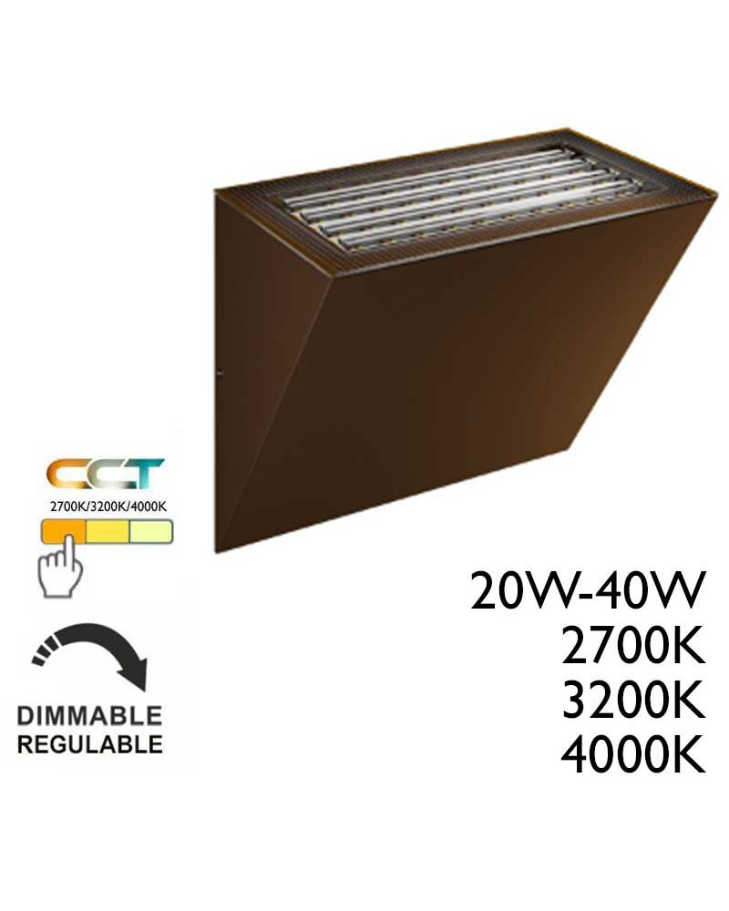 Aplique pared de exterior cuña LED 20W/40W 100º acabado blanco negro corten CCT