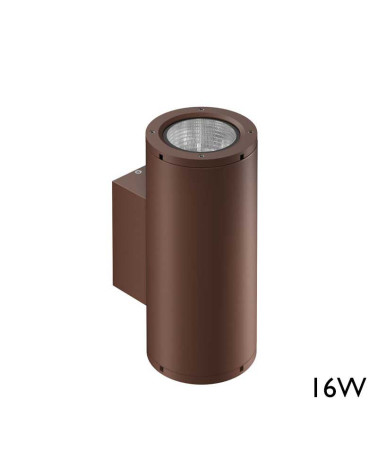 Aplique pared de exterior cilindro LED 16W corten 1450 Lm CCT
