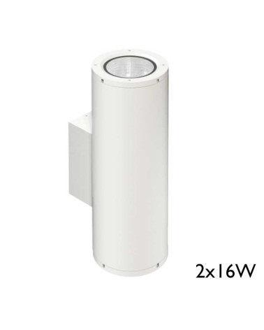 Aplique pared de exterior cilindro LED 2x16W blanco negro 2900 Lm CCT