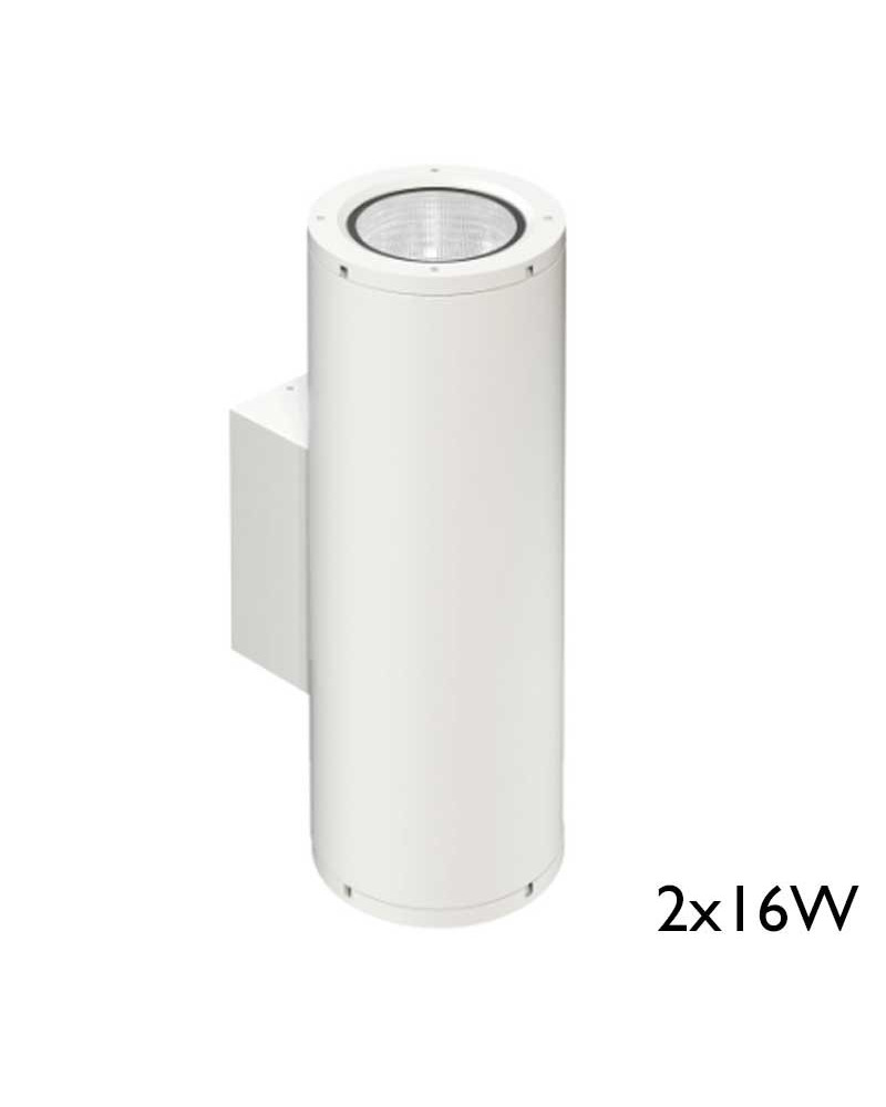 Aplique pared de exterior cilindro LED 2x16W blanco negro 2900 Lm CCT