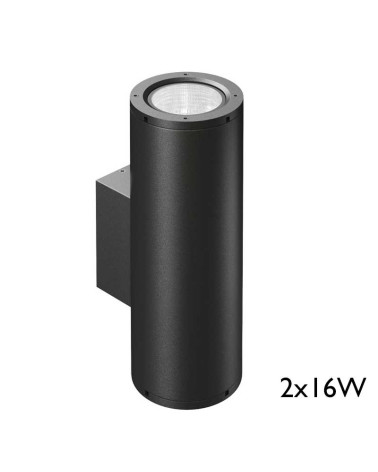LED cylinder outdoor wall light 2x16W white black 2900 Lm CCT