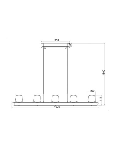 Lámpara colgante LED 55W cinco tulipas efecto alabastro 3000K regulable TRIAC acabado negro mate