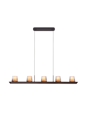 Lámpara colgante LED 55W cinco tulipas efecto alabastro 3000K regulable TRIAC acabado negro mate