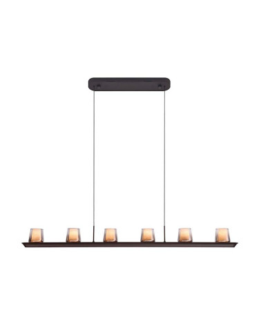 Lámpara colgante LED 62W seis tulipas efecto alabastro 3000K regulable TRIAC acabado negro mate