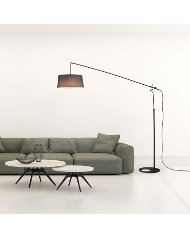 E27 1x30W floor lamp in black metal, metal grid design, bulb included, no shade.