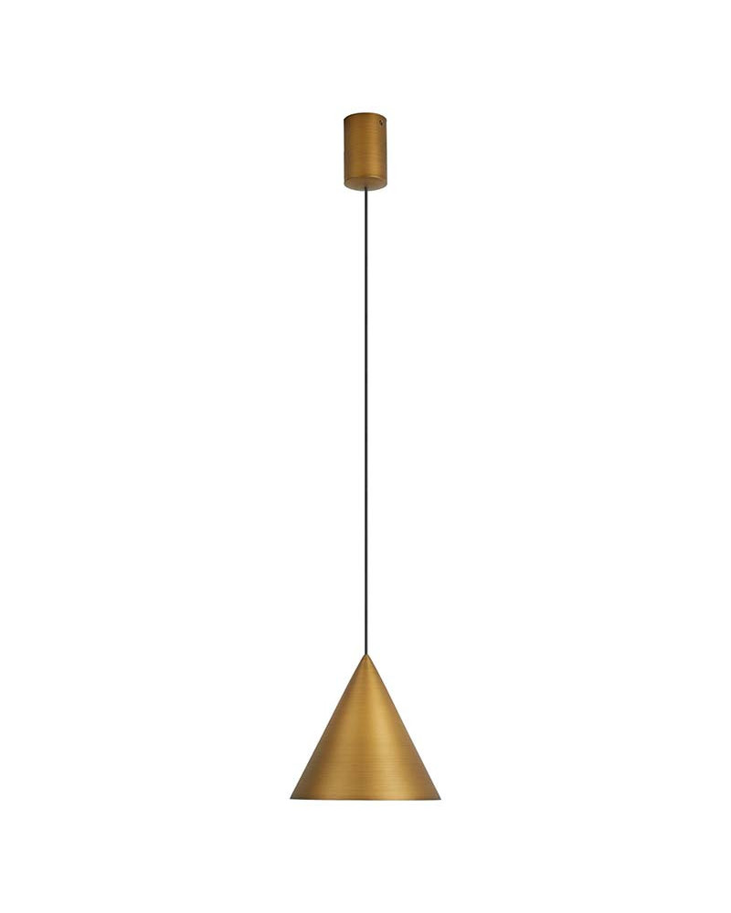 10W 3000K LED ceiling light with leather finish, conical shade, and TRIAC dimming