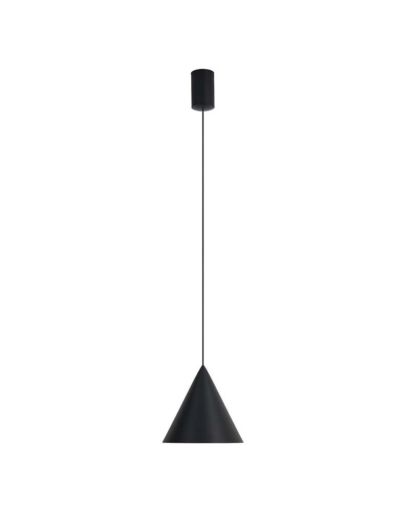 10W 3000K LED ceiling light, black finish, with conical shade and TRIAC dimming