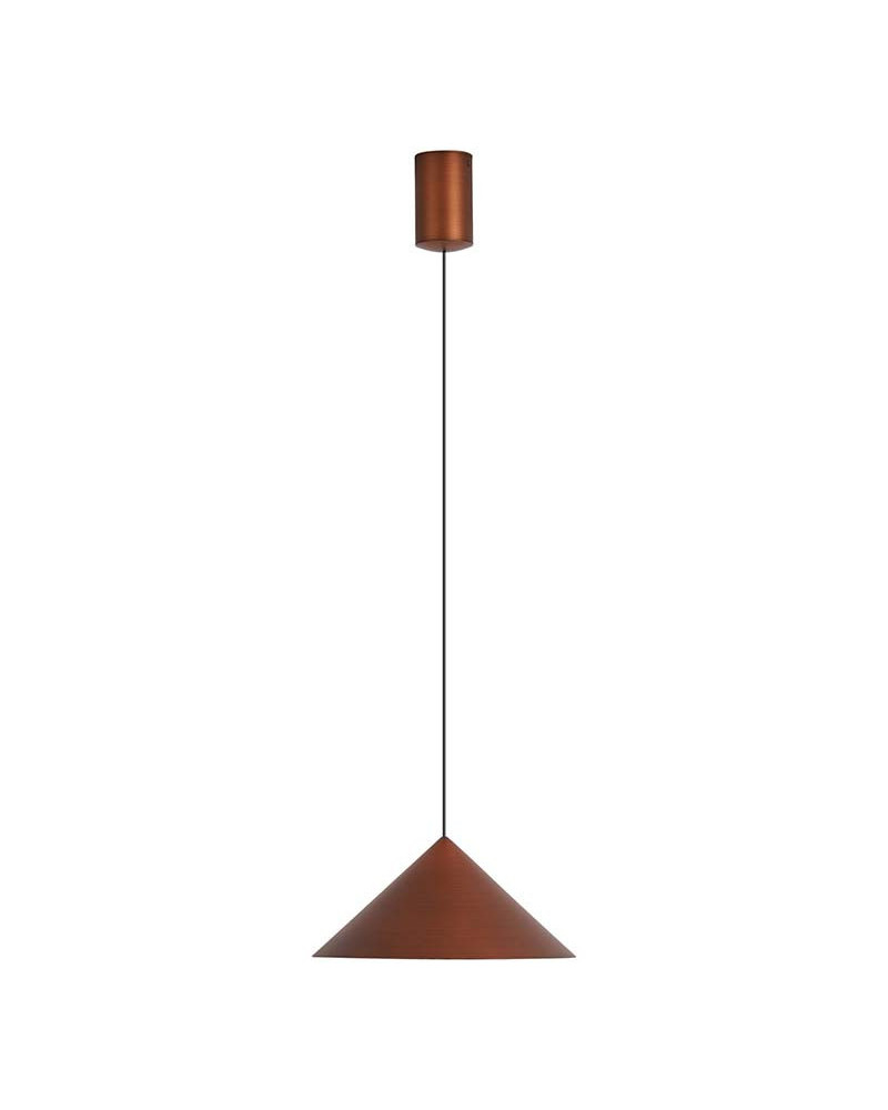 LED pendant lamp 10W 3000K dimmable copper finish with 24cm conical shade