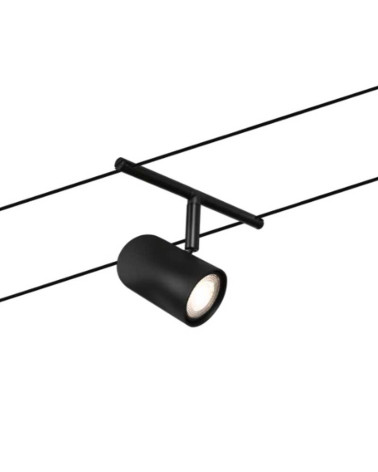 Foco para sistema de cable GU5.3 max 10W 230/12V negro mate