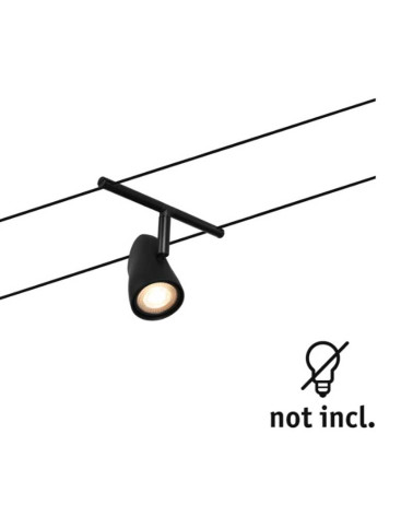 Foco para sistema de cable GU5.3 max 10W 230/12V negro mate