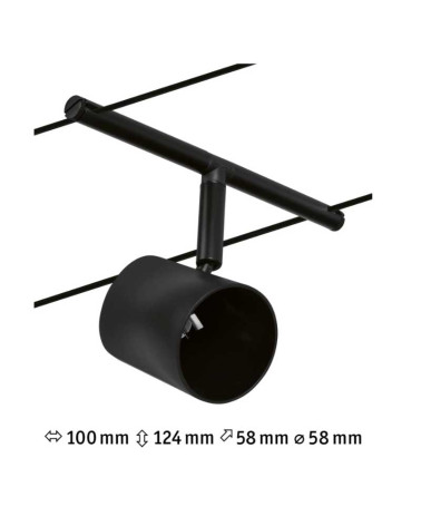 Foco para sistema de cable GU5.3 max 10W 230/12V negro mate