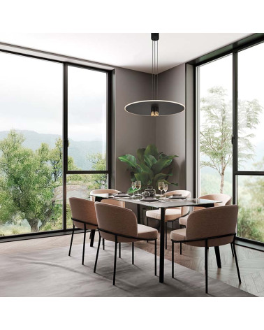 Modern LED Pendant Light Ø58cm 42W 3000K Height Adjustable Black/Gold Finish IP20