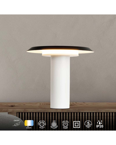 Modern LED Table Lamp 12W 3000K with Switch, Matte White Finish, IP20