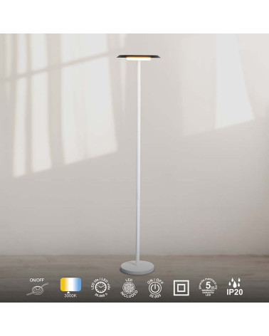 Modern LED Floor Lamp for Living Room 12W 3000K with Switch, Matte White Finish, IP20