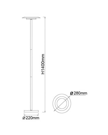 Lámpara de Pie de Salón Moderna LED 12W 3000K con Interruptor acabado Blanco Mate IP20