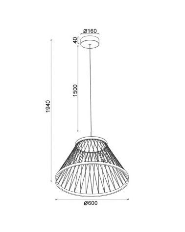 Modern LED Pendant Lamp Ø60cm 43W 3000K Height Adjustable Grey Finish