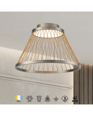 Plafón de Techo Ø50cm Moderno LED 43W 3000K acabado Gris IP20