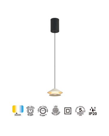 Modern LED Pendant Lamp Ø13cm 5W 3000K Dimmable IP20 White Finish
