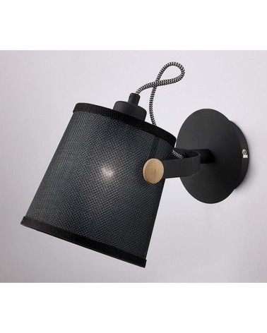 Aplique de Pared Moderno 1xE27 20W pantalla negra estilo nórdico