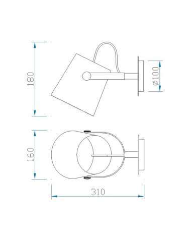 Aplique de Pared Moderno 1xE27 20W pantalla negra estilo nórdico