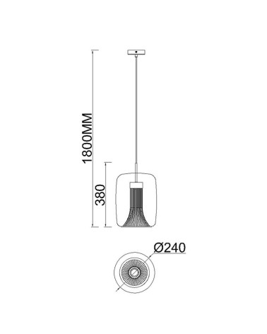Lámpara colgante estilizada 1xGU10 máx. 12W tulipa cilíndrica cristal tintado acabado negro