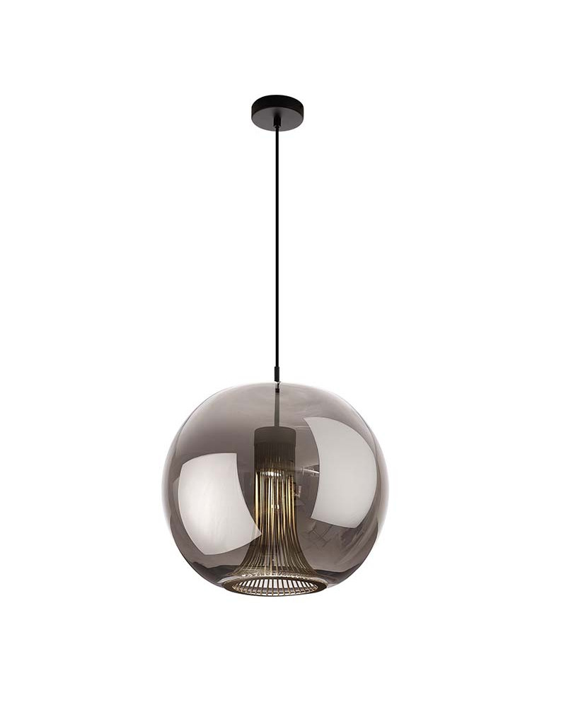 Lámpara colgante estilizada 1xGU10 máx. 12W tulipa esférica cristal tintado acabado negro