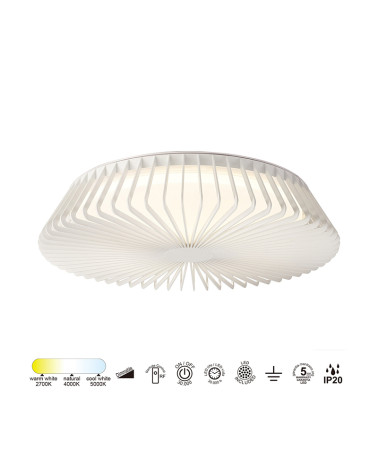 Plafón de techo LED 80W jaula Ø63cm 2700K 4000K 5000K Regulable con mando y app móvil acabado Blanco