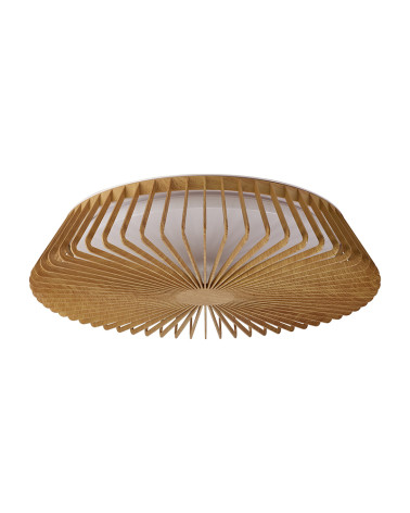 80W LED Ceiling Light, Cage Ø63cm, 2700K, 4000K, 5000K, Dimmable with Remote and Mobile App, Wood Finish
