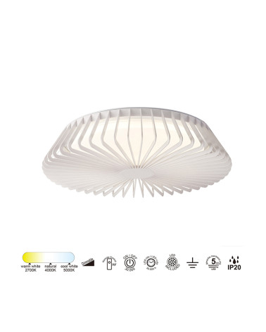 Plafón de techo LED 56W jaula Ø53cm 2700K 4000K 5000K Regulable con mando y app móvil acabado Blanco