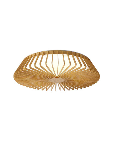 Plafón de techo LED 56W jaula Ø53cm 2700K 4000K 5000K Regulable con mando y app móvil acabado Madera