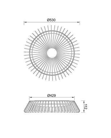 Plafón de techo LED 56W jaula Ø53cm 2700K 4000K 5000K Regulable con mando y app móvil acabado Madera