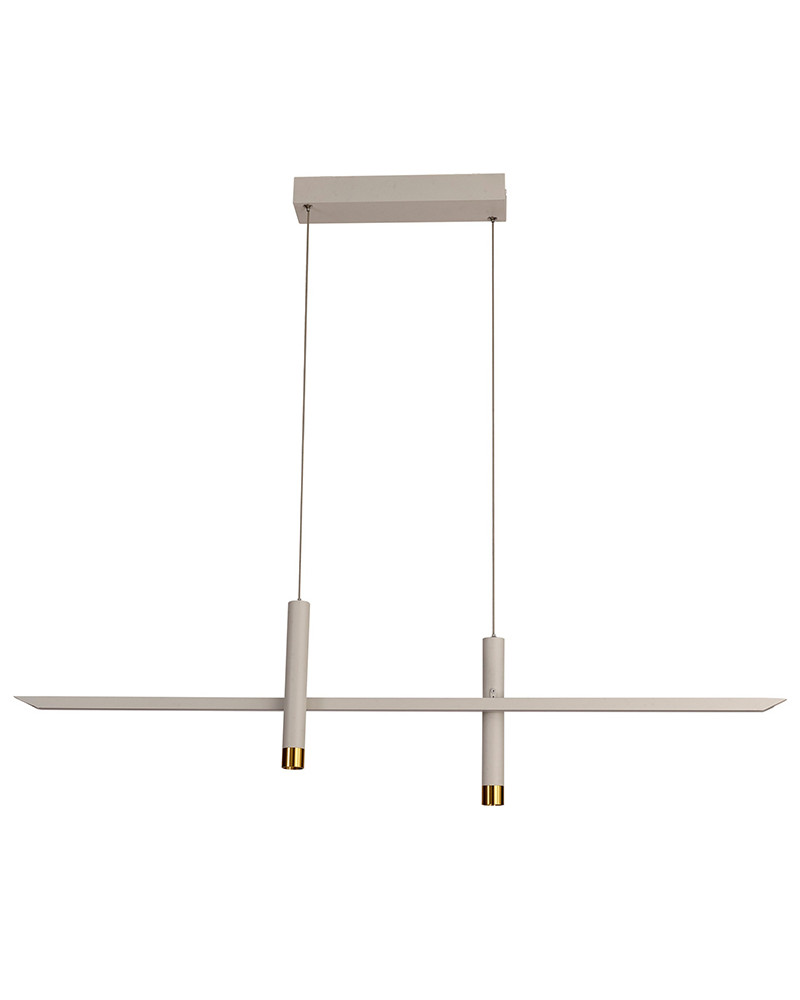 Floating horizontal axis LED lamp 30W minimalist 3000K 1400Lm white and gold finish
