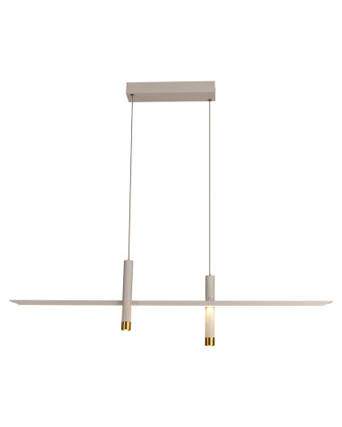 Floating horizontal axis LED lamp 30W minimalist 3000K 1400Lm white and gold finish