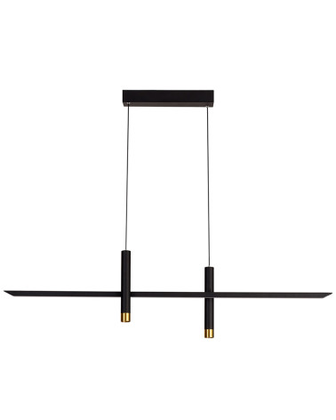Floating horizontal axis LED lamp 30W minimalist 3000K 1400Lm black and gold finish