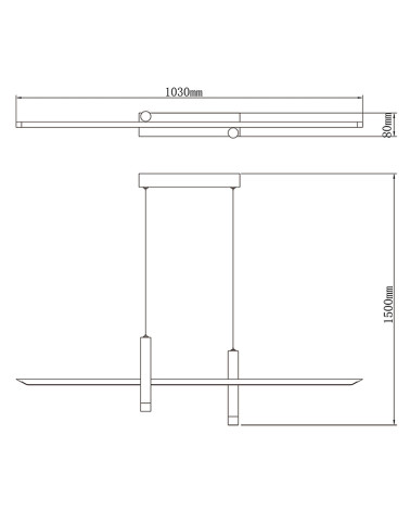 Lámpara con eje horizontal flotante LED 30W minimalismo 3000K 1400Lm acabado negro y oro