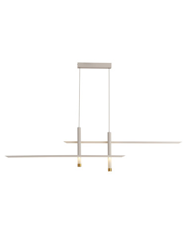 Floating double horizontal axis LED lamp 50W minimalist 3000K 2100Lm white and gold finish