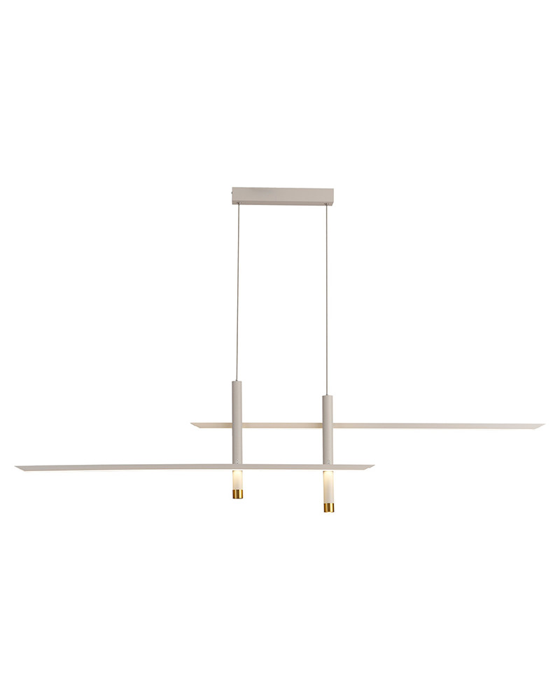 Floating double horizontal axis LED lamp 50W minimalist 3000K 2100Lm white and gold finish