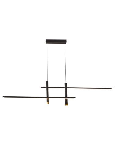 Floating double horizontal axis LED lamp 50W minimalist 3000K 2100Lm black and gold finish