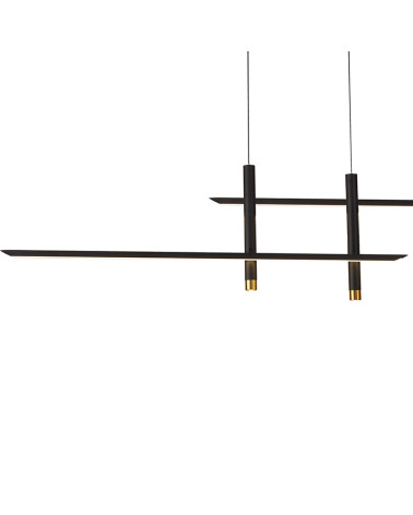 Floating double horizontal axis LED lamp 50W minimalist 3000K 2100Lm black and gold finish