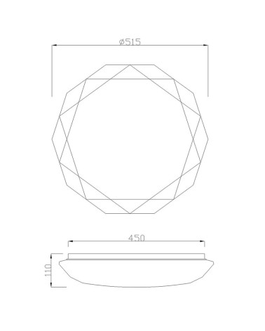 Plafón de techo Ø51cm LED efecto diamante 54W 3000K-5000K líneas modernas en acabado blanco