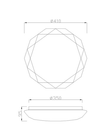 Plafón de techo Ø41cm LED efecto diamante 36W 3000K-5000K líneas modernas en acabado blanco