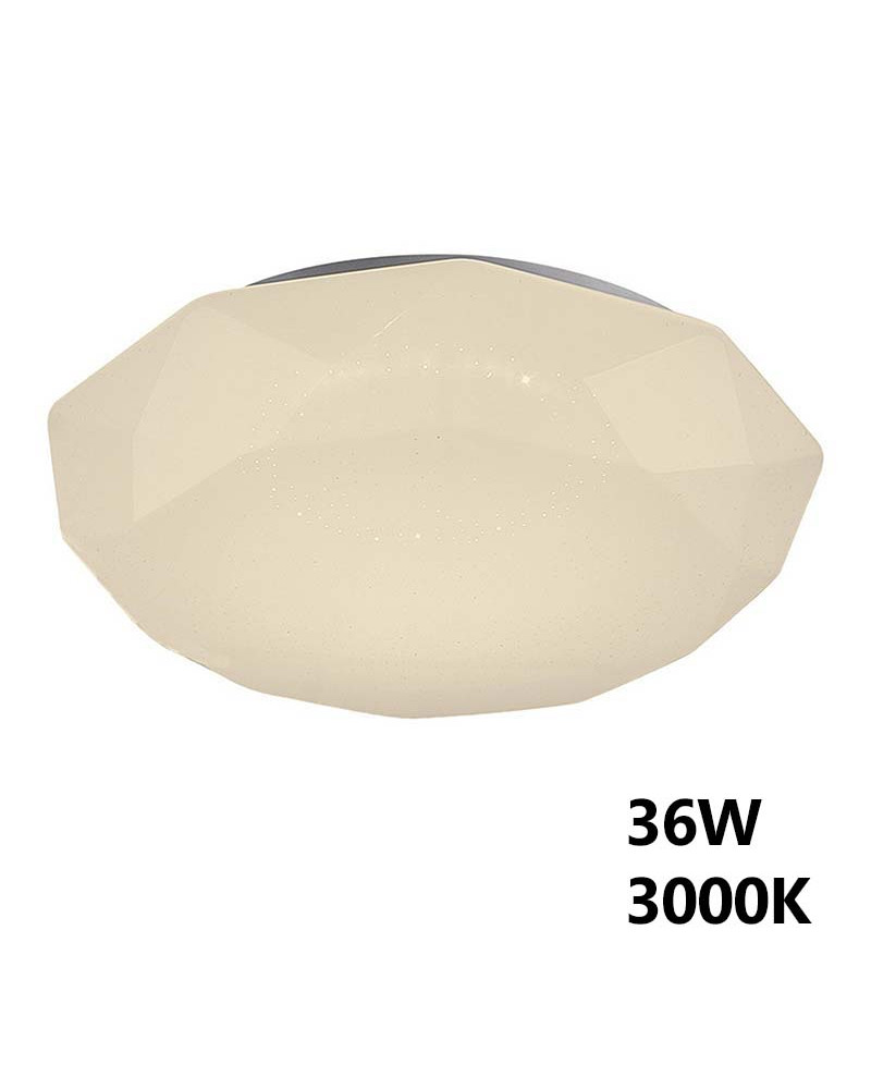 Plafón de techo Ø41cm LED efecto diamante 36W 3000K-5000K líneas modernas en acabado blanco