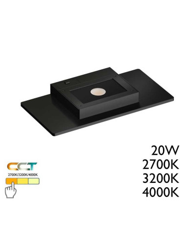 Aplique pared de exterior plano LED 20W blanco negro  900 Lm CCT