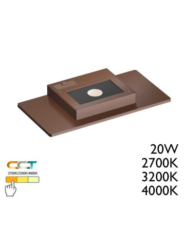 Aplique pared de exterior plano LED 20W corten  900 Lm CCT