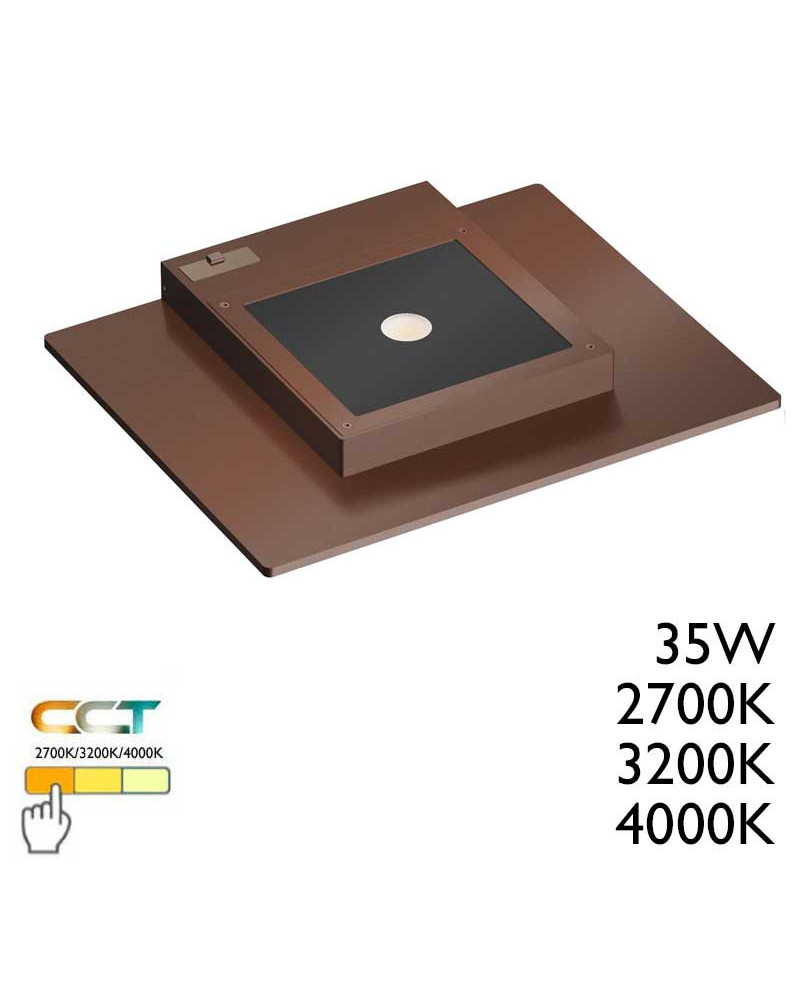 Aplique pared de exterior plano LED 35W corten 1400 Lm CCT