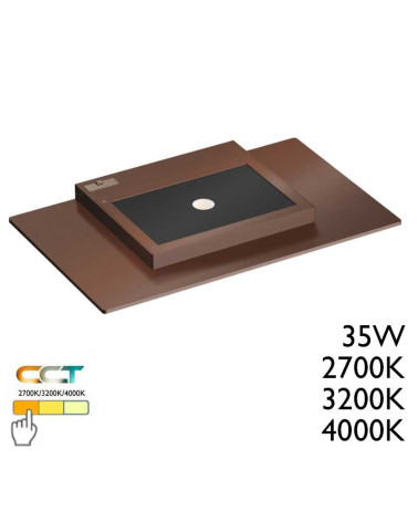 Aplique pared de exterior plano LED 35W XL corten 1400 Lm CCT