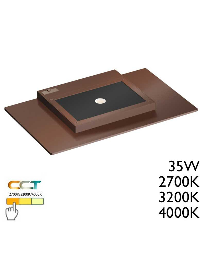 Aplique pared de exterior plano LED 35W XL corten 1400 Lm CCT