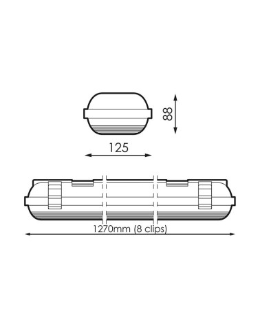 Pantalla Estanca LED de 1200mm y Doble Tubo con Conexión Lateral